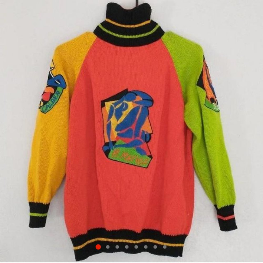 Beautiful vintage colorblock turtleneck artist sweater 🎨